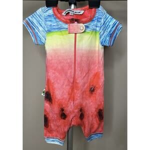 Inchworm Alley Water Watermelon Romper Baby 0-3 Months Short Sleeve Bodysuit Zip